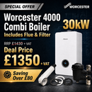 Worcester Bosch Greenstar 4000 30kW Combi Boiler with Flue & Filter