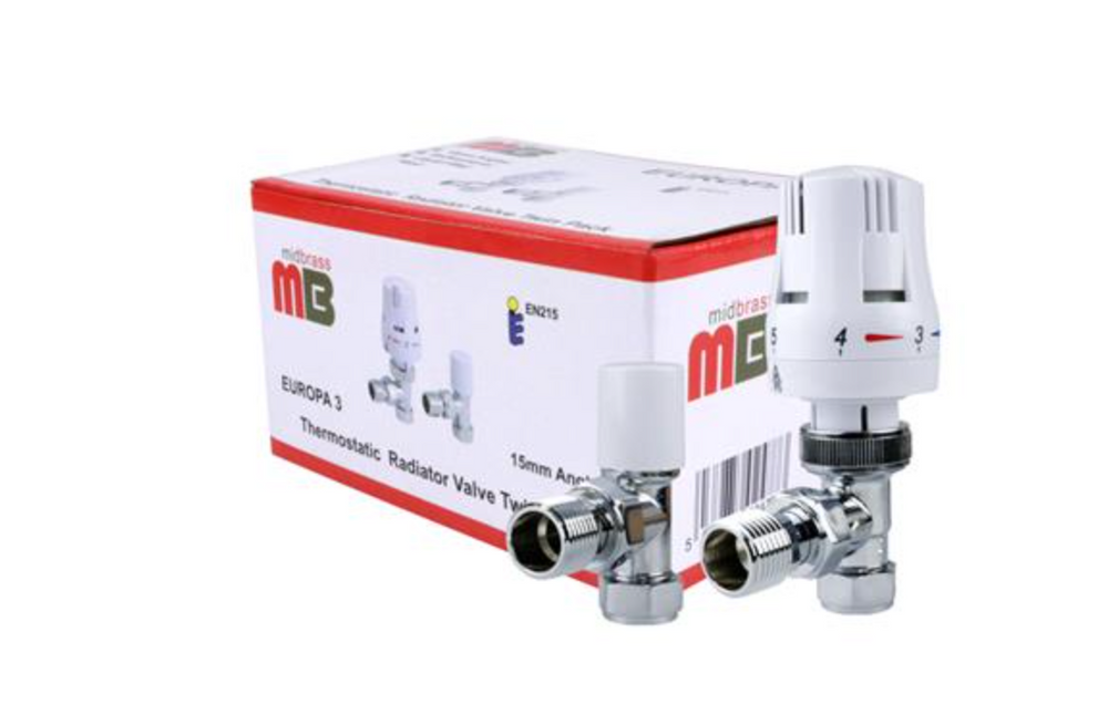 Navigator 15mm Angled TRV & Lockshield Twin Pack | Europa 3 Radiator Valve