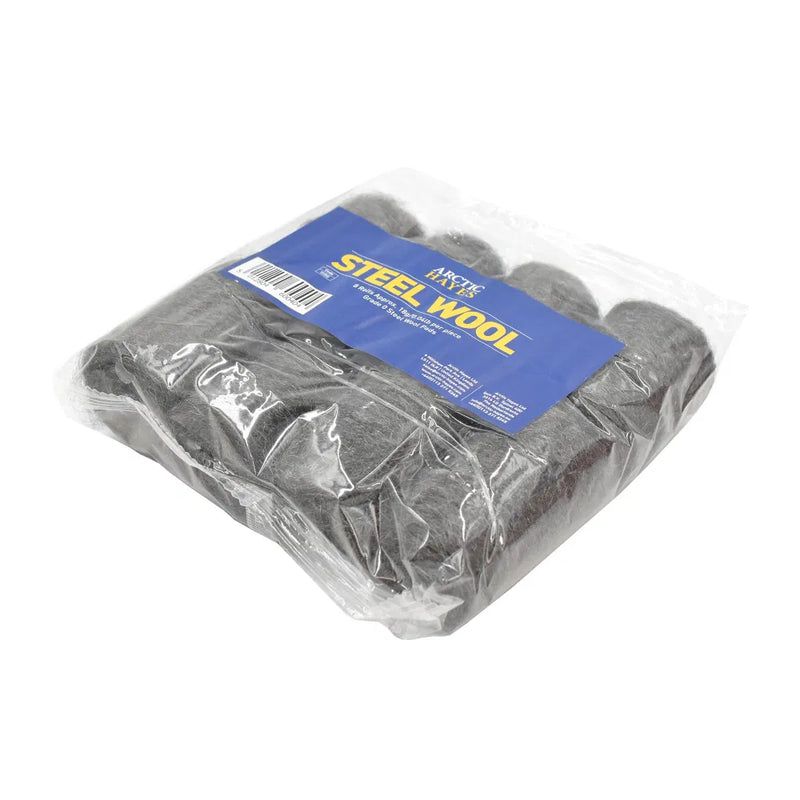 Arctic Hayes Steel Wool Pads — Pack of 8 (WB8) | Medium Grade, 0.018 kg