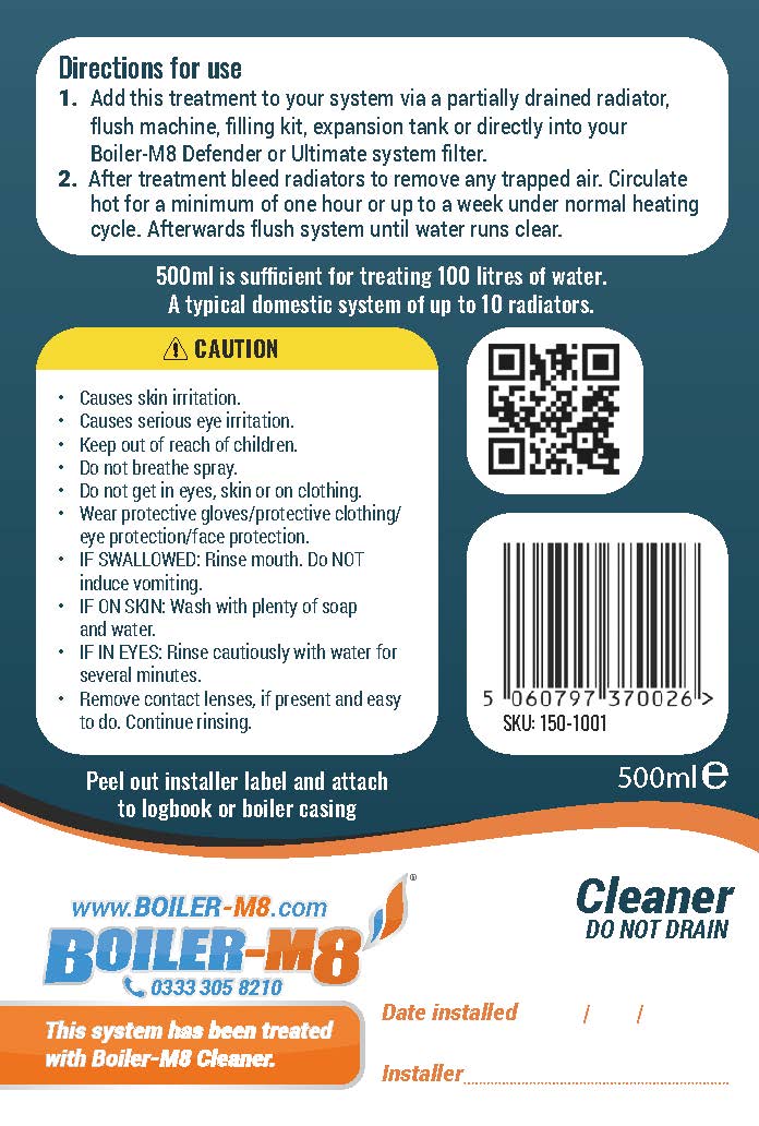 Boiler-M8 System Health Cleaner 500 ml – Central Heating System Sludge & Limescale Remover