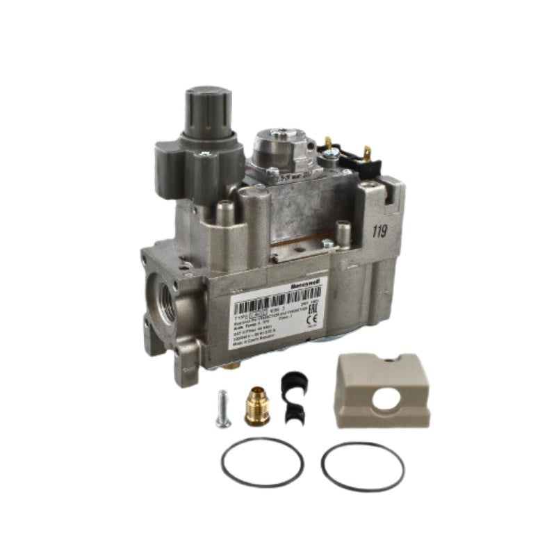 Glow-worm / Honeywell Gas Valve — Part No. V4600C1086 (1/2" 240V, Grey Push-Button)