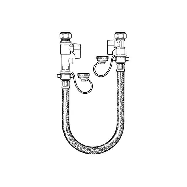 Straight Filling Loop with Two Stop Valves - 15mm