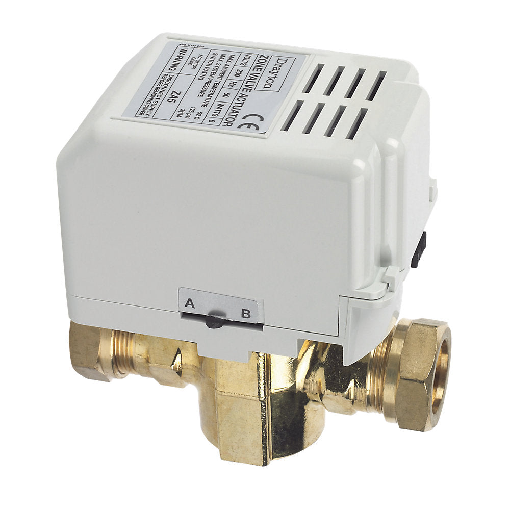 Drayton ZA5/679-2 22 mm 2-Port Motorised Valve – Compression 22 mm, 230 V, 5-Wire (Replacement Valve)