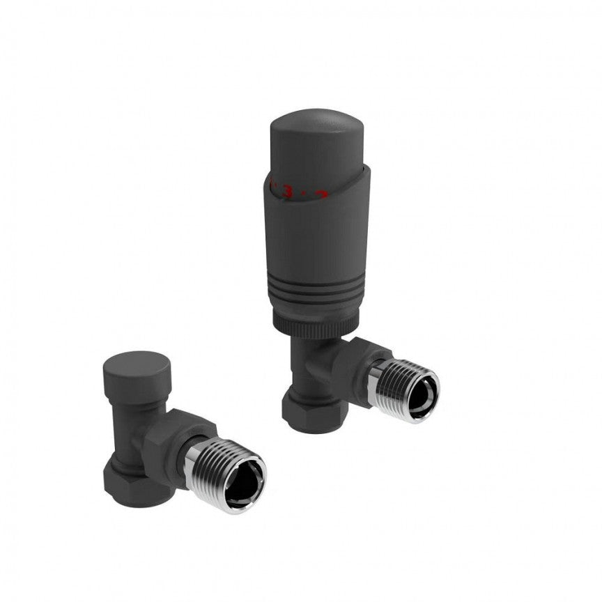K-Rad Designer Thermostatic Radiator Valve Angled Twin Pack | Anthracite