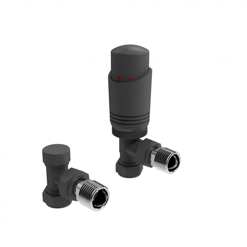 K-Rad Designer Thermostatic Radiator Valve Angled Twin Pack | Anthracite