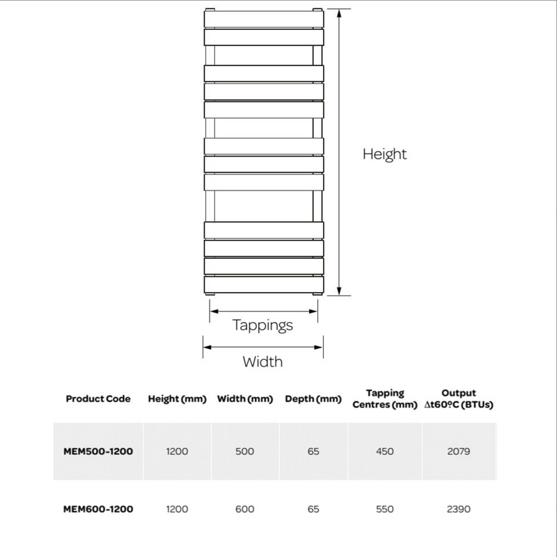 Kartell K-RAD Memphis 600x1200mm Chrome Towel Rail