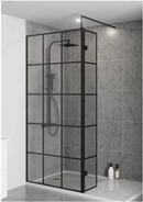 Kartell K-VIT 1200mm Koncept Wet Room Screen inc. Support Bar - Black Frame