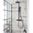Kartell K-VIT NERO SQUARE THERMOSTATIC EXPOSED BAR SHOWER WITH OVERHEAD DRENCHER AND SLIDING HANDSET