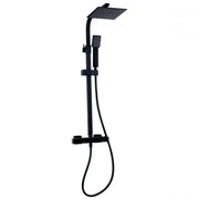 Kartell K-VIT NERO SQUARE THERMOSTATIC EXPOSED BAR SHOWER WITH OVERHEAD DRENCHER AND SLIDING HANDSET