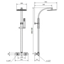 Kartell K-VIT NERO SQUARE THERMOSTATIC EXPOSED BAR SHOWER WITH OVERHEAD DRENCHER AND SLIDING HANDSET